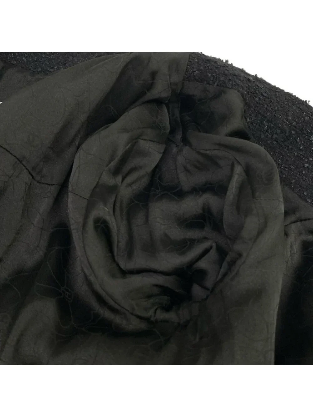 Chanel Jacket M Black CC Logo Button Tweed Long Sleeve Wool